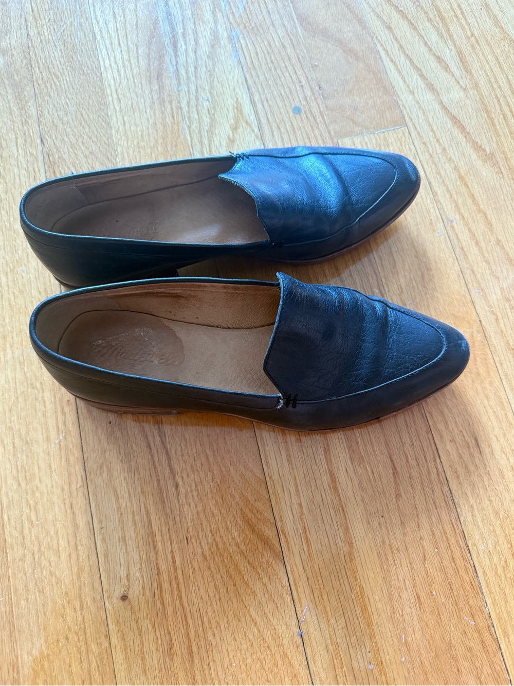Madewell Vintage Style Black Leather Slip-On Loafers